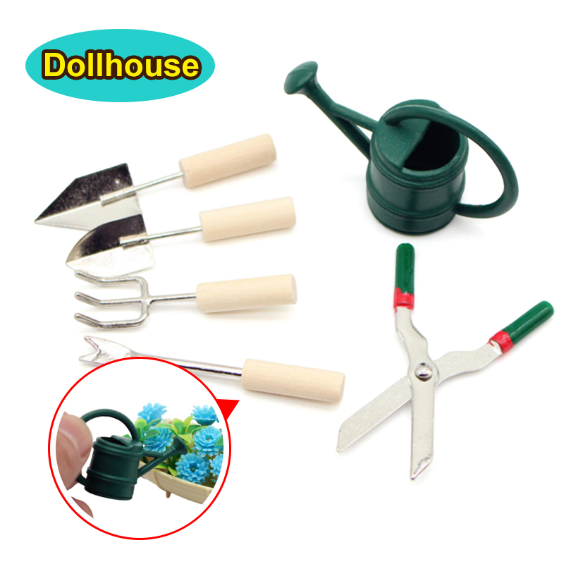 Gardening Tools Toys - 1/12 دمية محاكاة مسقاة المجرف مقص