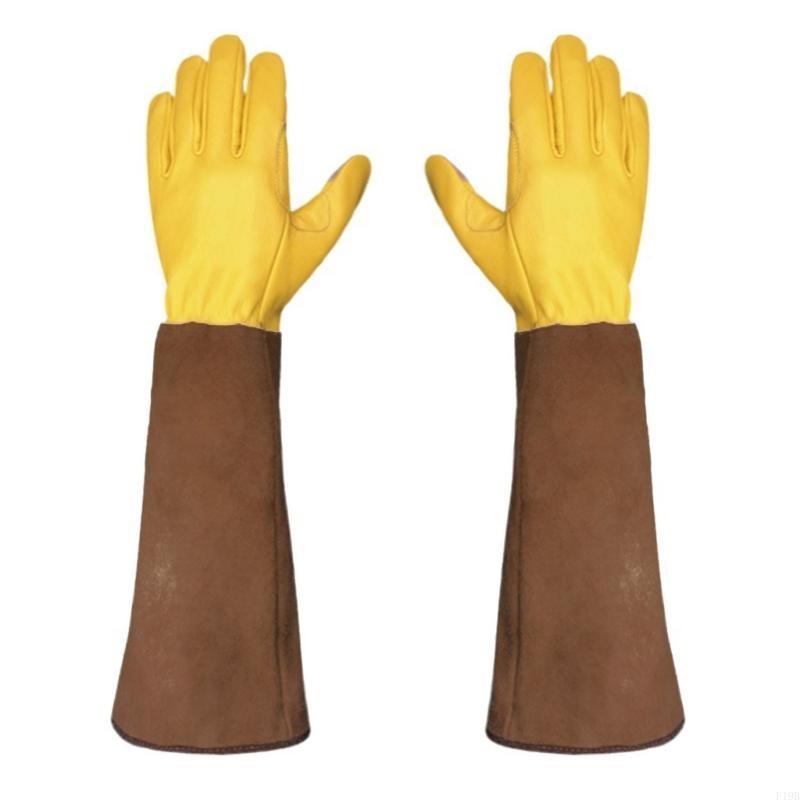 قفازات F19B الجلدية لتقليم الو - مراجعة Garden Gloves Thorn Proof وسعره