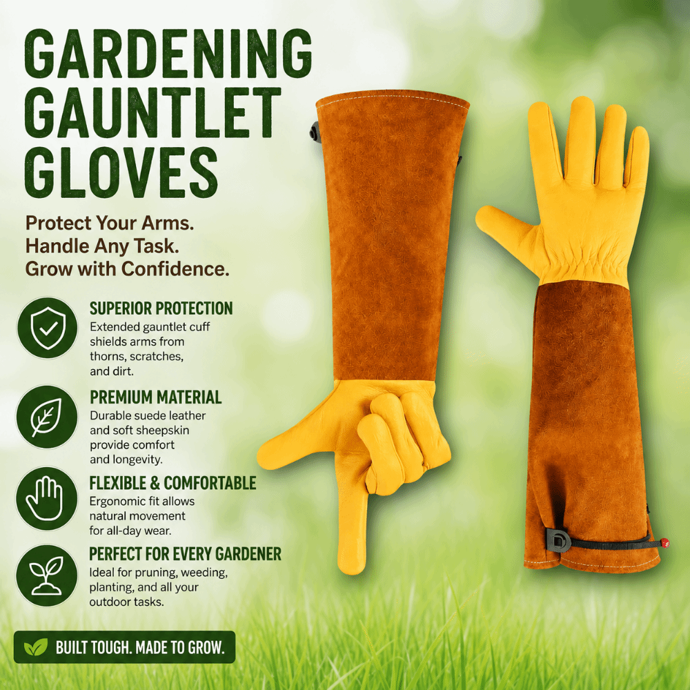 قفازات جلدية طويلة للحدائق مقا - مراجعة Garden Gloves Thorn Proof وسعره