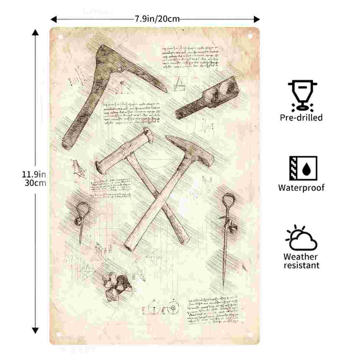 لافتة معدنية مسطحة ثنائية الأب - مراجعة Gardening Tools Sketch وسعره