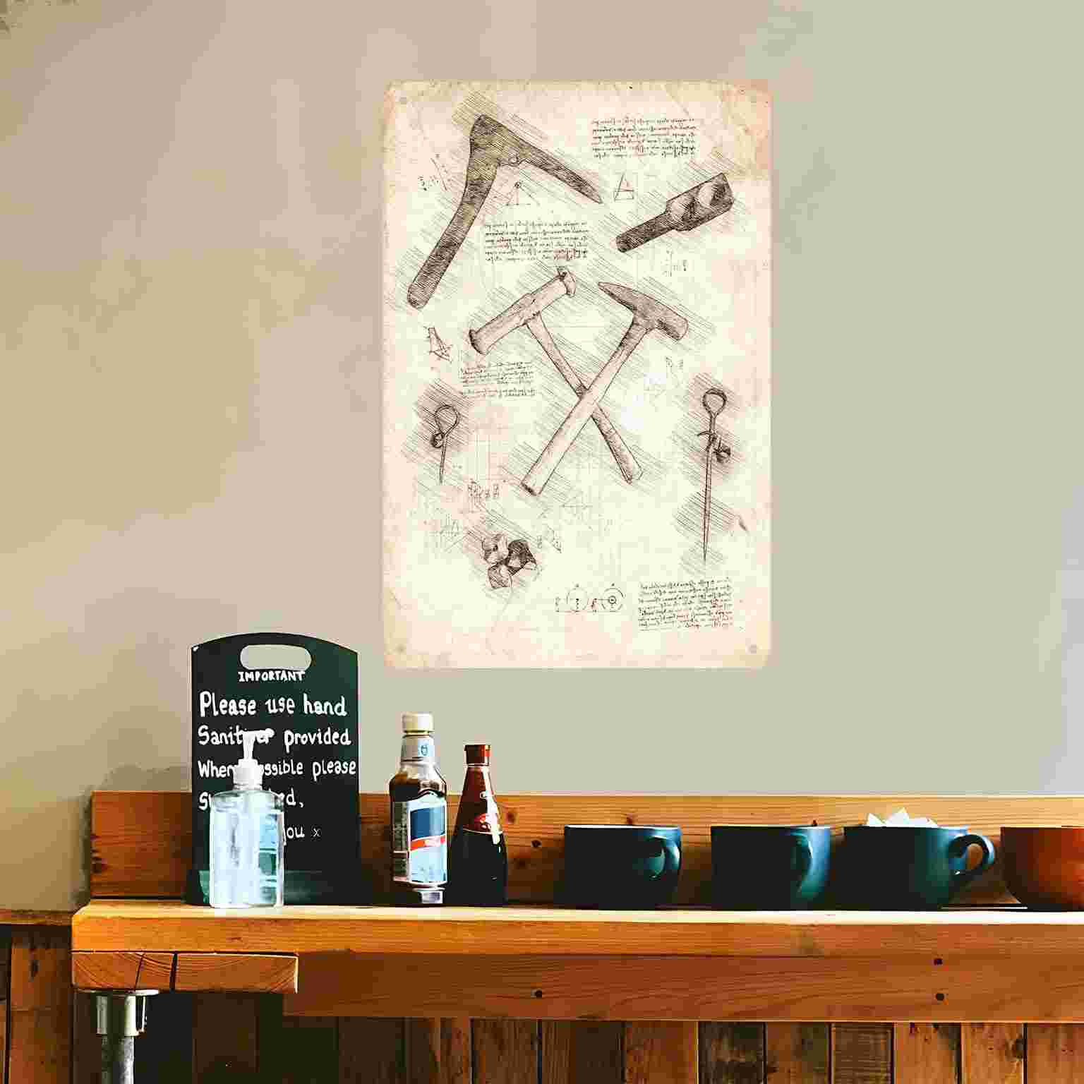لافتة معدنية مسطحة ثنائية الأب - مراجعة Gardening Tools Sketch وسعره